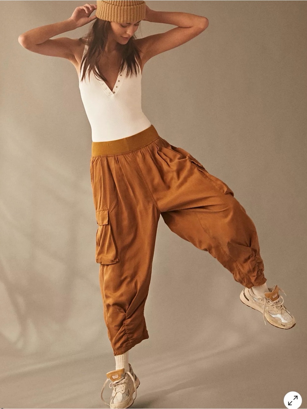 Free People movement vapor pants small brown harem bottoms active lounge - Picture 1 of 6